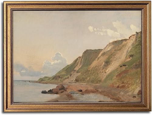 Miniatura 32 de Arte de pared con marco dorado, lienzo vintage de río, arte de pared, paisaje natural, río antiguo, impresiones artísticas para sala de estar,