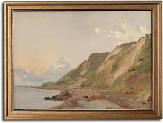 Coastal Landscape Vintage Gold Framed Wall Art 16x24 inch