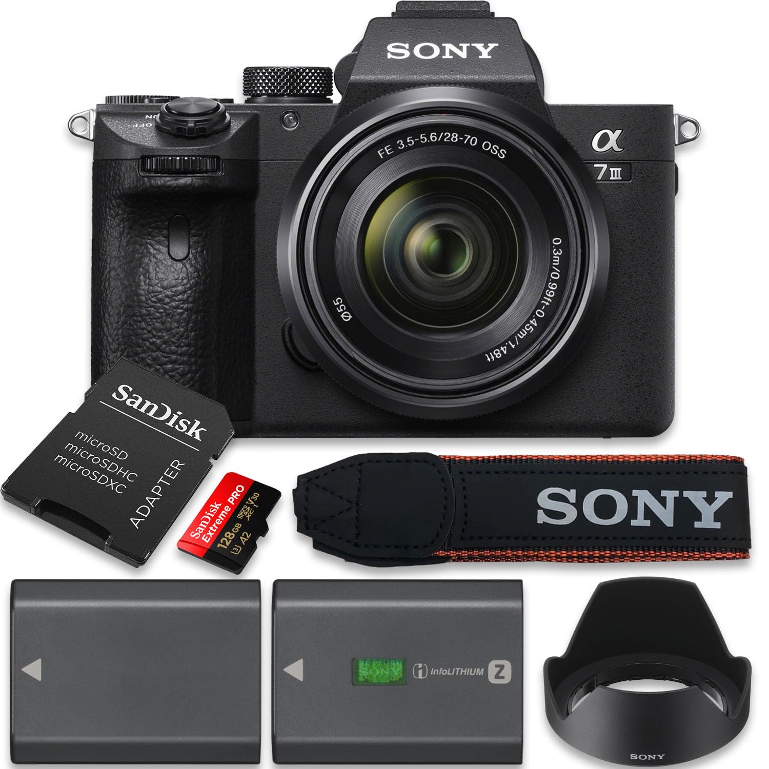Sony ILCE-7M3K/B a7 III 24.2MP Full Frame Mirrorless Camera w 28-70mm Lens (Value Bundle)
