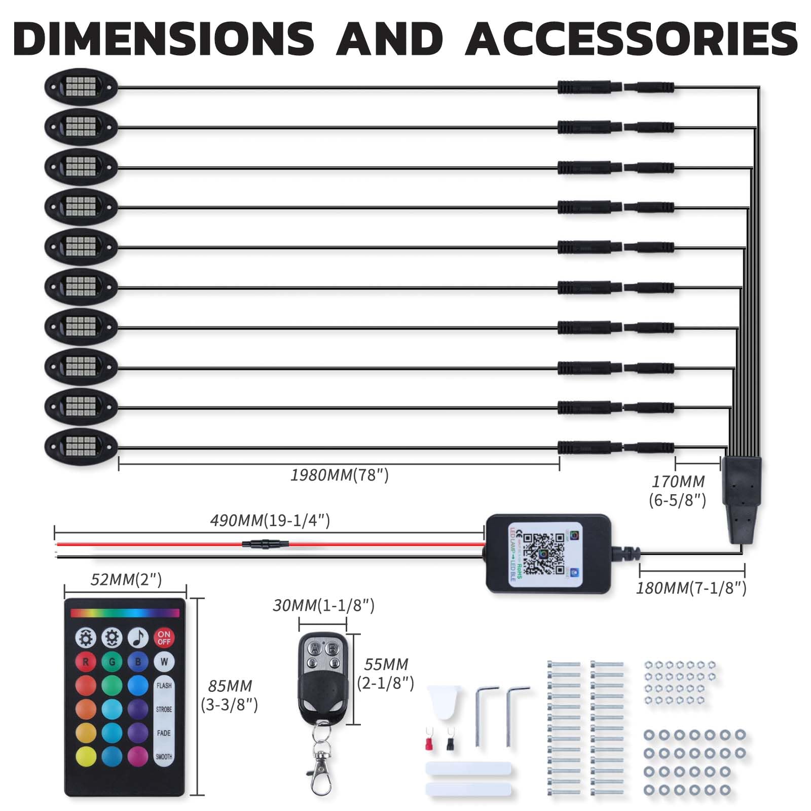 10 Pods RGB LED Rock Light, 60 LED de Alto Brillo Kit de neón a Prueba de Agua de la luz del Coche con Control de App/RF luz de la Roca de 16 Millones de Colores para SUV vehículos Todo Terreno