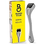 The Beard Club Derma Roller for Face, Body and Scalp - Microneedling for Men and Women with 540 Titanium Microneedles - Beard Roller & Micro Needling Scalp Hair - Gray & Black