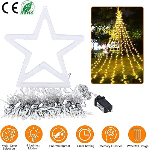 Miniatura 3 de XIPCO Luces LED de decoración de Navidad de 16 pies, tira de luces de estrella de Navidad para exteriores, decoración de hadas para árbol de