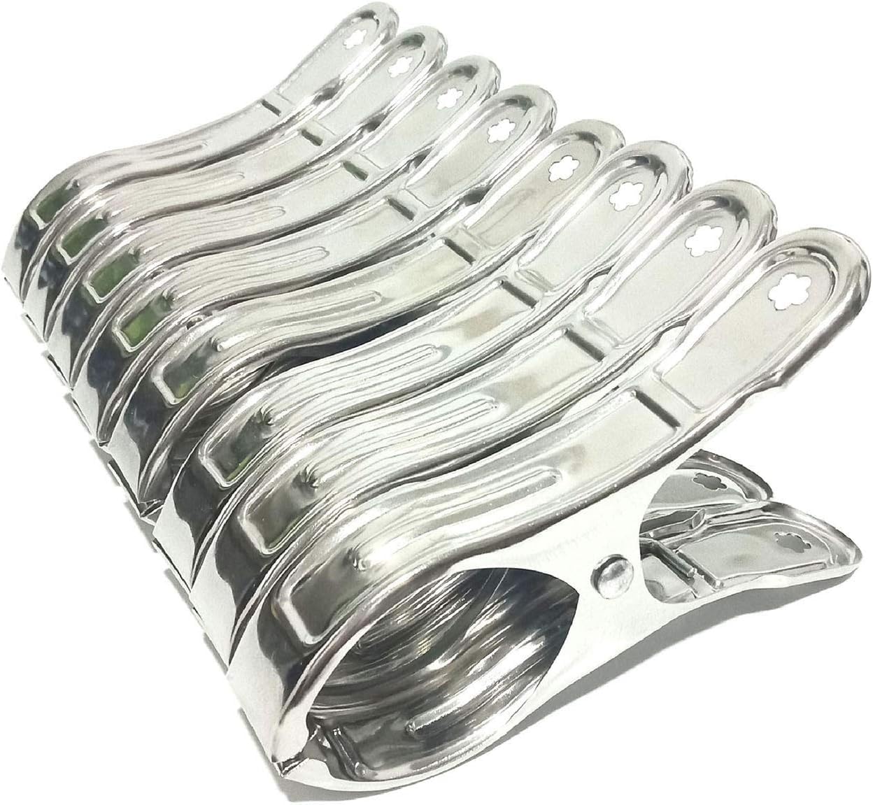 100 Pack Stainless Steel Clothes Pegs Clothes Pins Heavy Duty Metal Clips Laundry Pegs Beach Clips Clothing Clamps for Sock Scarf Underwear Food Sealing Photos