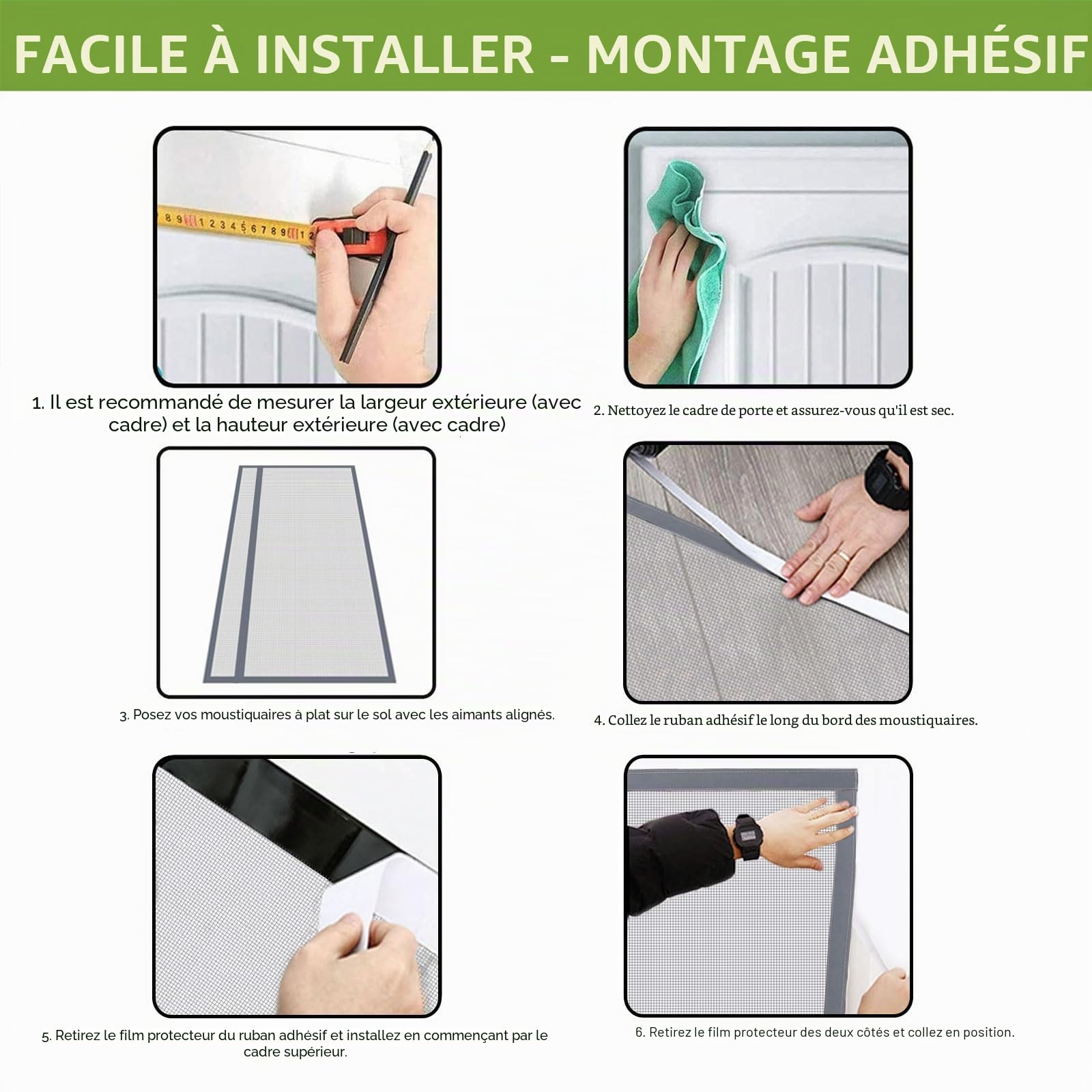 Risareyi Moustiquaire Porte Fenêtre Magnétique 200x220cm, Noir Réversible | Filet en Fibre de Verre Résistant, Anti UV, Ouverture Latérale, Moustiquaire Aimantée, Anti-Insectes, 4cm Ruban Adhésif