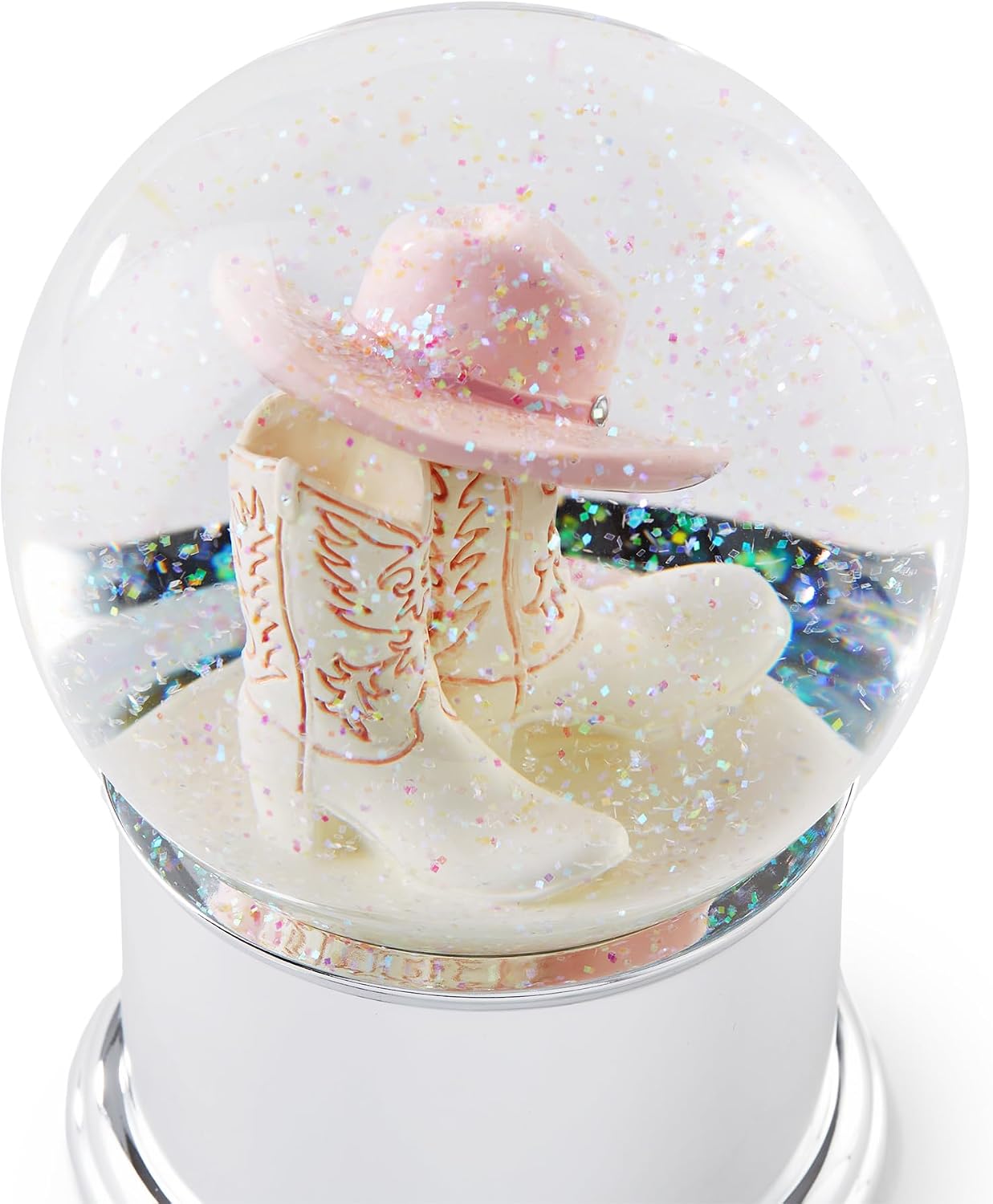 Things Remembered Engraved Kittenish Cowgirl Rotating Musical Snow Globe
