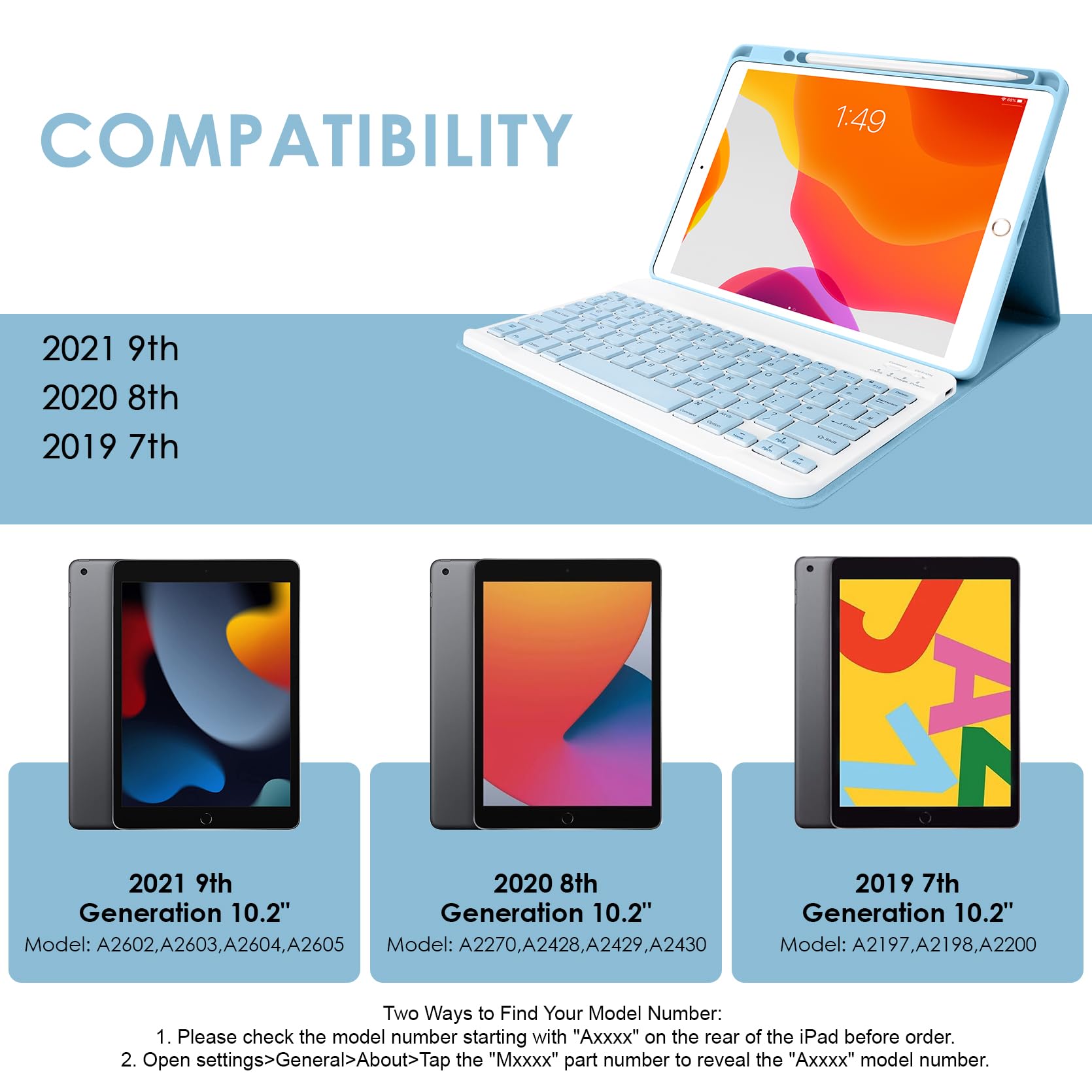 ZtotopCases Custodia per iPad 9a/8a/7a Generazione 10,2 Pollici 2021/2020/2019, con 6 Angoli Magnetici, Protezione e Antiurto, con Supporto Portapenne, Automatica di Sveglia/Sonno, Nero