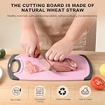 Ensemble de planches de coupe de cuisine, 3 Plaques de coupe en plastique pour cuisine avec rainure de jus Poignée facile Bpa Free Non poreux Lave-vaisselle sans glissade Planche à découper (Beige) + vert + rose