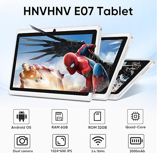 Miniatura 2 de Tablet Android 15 de 7 pulgadas, 9GB RAM 32GB ROM expansión 1TB, procesador de cuatro núcleos, cámara dual, WiFi 5G/2.4G, Bluetooth, control