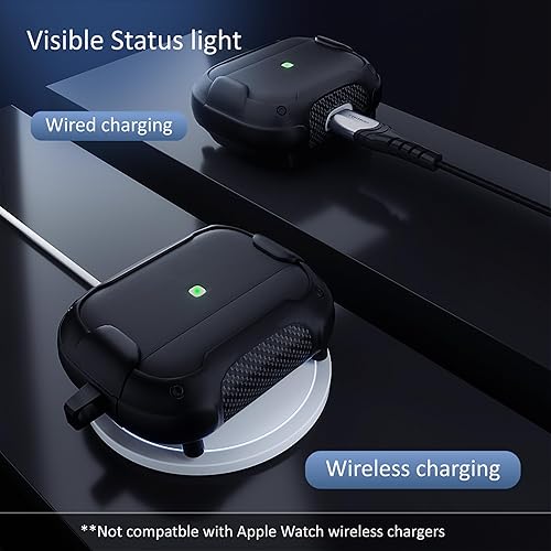 Miniatura 5 de Funda compatible con AirPods Pro 2 con Mag-Safe, carga inalámbrica, potente protección contra caídas, TPU, funda magnética resistente para AirPods