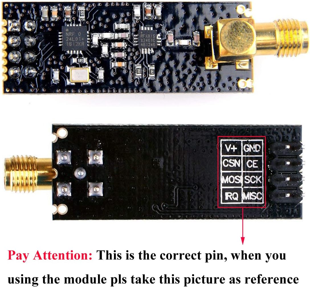 2pcs nRF24L01+PA+LNA Wireless Transceiver RF Transceiver Module 2.4G 1100m with SMA Antenna for Arduino