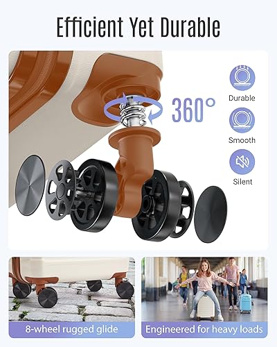 Miniatura 7 de LIGHT FLIGHT Conjuntos de equipaje expandibles de 3 piezas, maleta dura, Beige