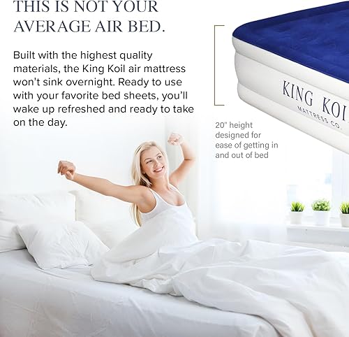 Vista 29 de King Koil colchón de aire elevado y de lujo de tamaño california king con bomba de aire integrada de alta capacidad de corriente alterna de 120 V
