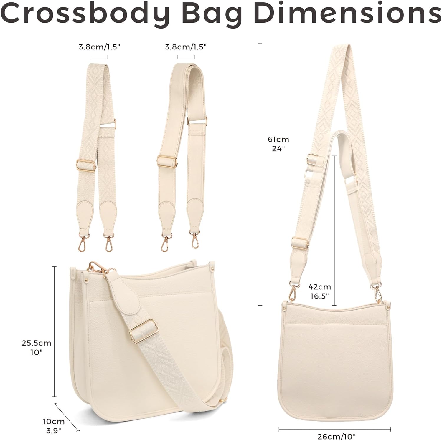 Women's Crossbody Bag with 2 Adjustable Straps- PU Leather Shoulder Handbag, Daily Essentials Purse - Image 6