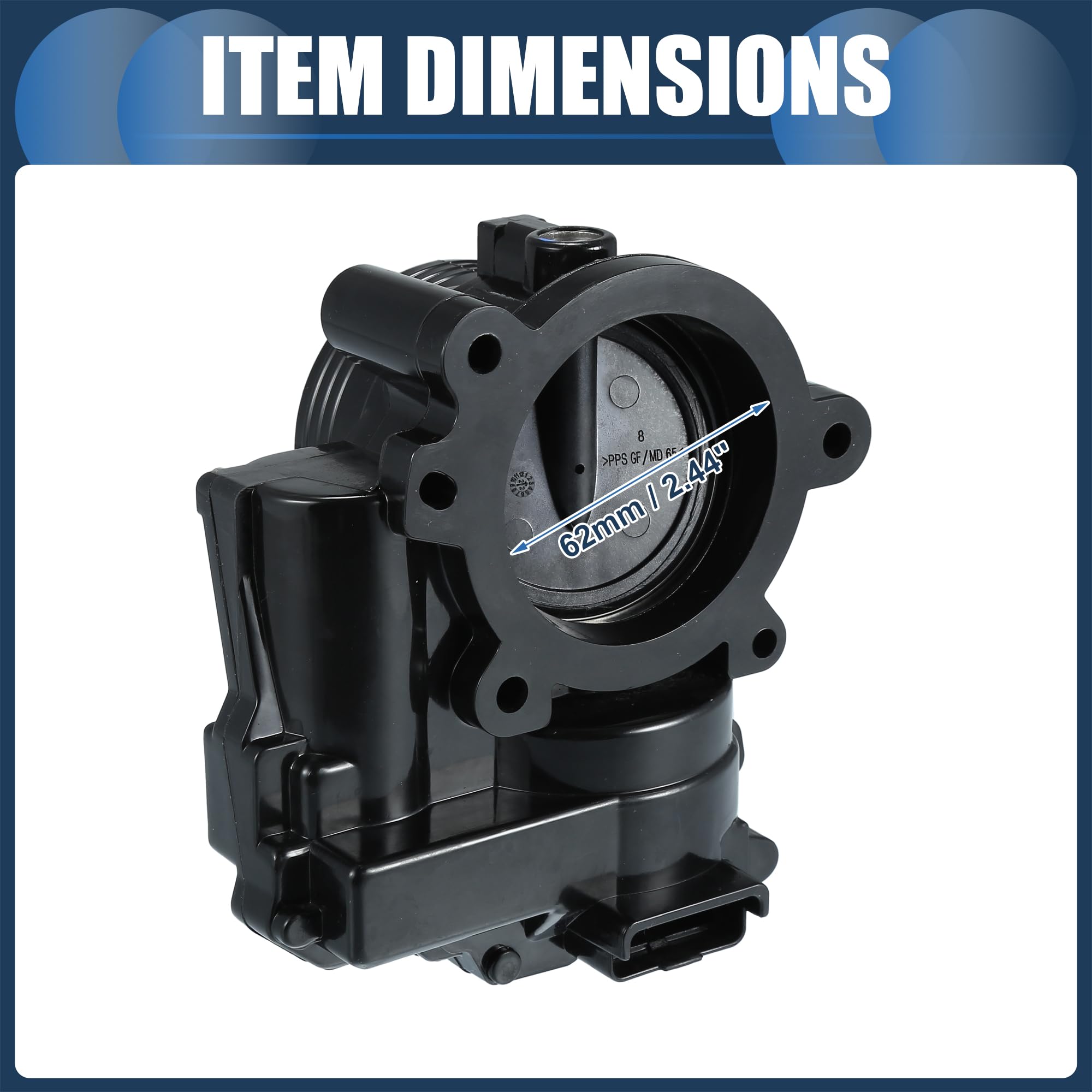 Motoforti Cuerpo de Aceleración, Actuador de Cuerpo de Aceleración de 62mm No.13-54-8-624-190 para Mini Cooper 1.6L L4 - Gasolina 2007-2015 Aleación de Aluminio Negro, 1 Set