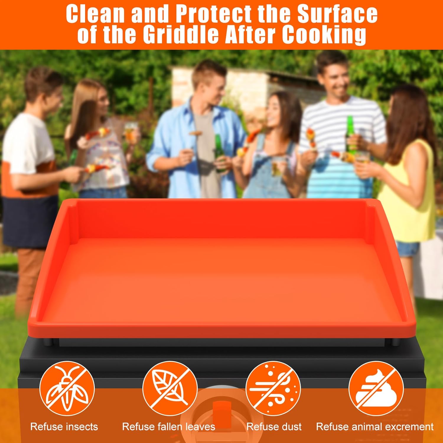 Silicone Griddle Mat Cover for Blackstone - 17 Inch True All-Encompassing Coverage Heavy Duty Food Grade Grill Buddy Mat, All Season Cooking Surface Protective Cover 17 Inch Orange