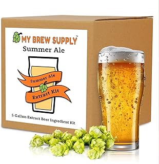 My Brew Supply Summer Ale Extract Kit | Golden Light, Wheat, & Pilsen Dry Malt Extract | Bitter Orange & Lemon Peel | Carapils Grain | Cascade Pellet Hops | American Ale Yeast | 5G Yield