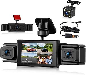 Dash Cam 1080P 3 Inch Dashboard Camera Car Recorder Wide Angle Dashcam Driving Loop Recording G-Sensor, Exposure Compensation, Motion Detection, Night Vision, Reverse Help, 360 Degree Protection