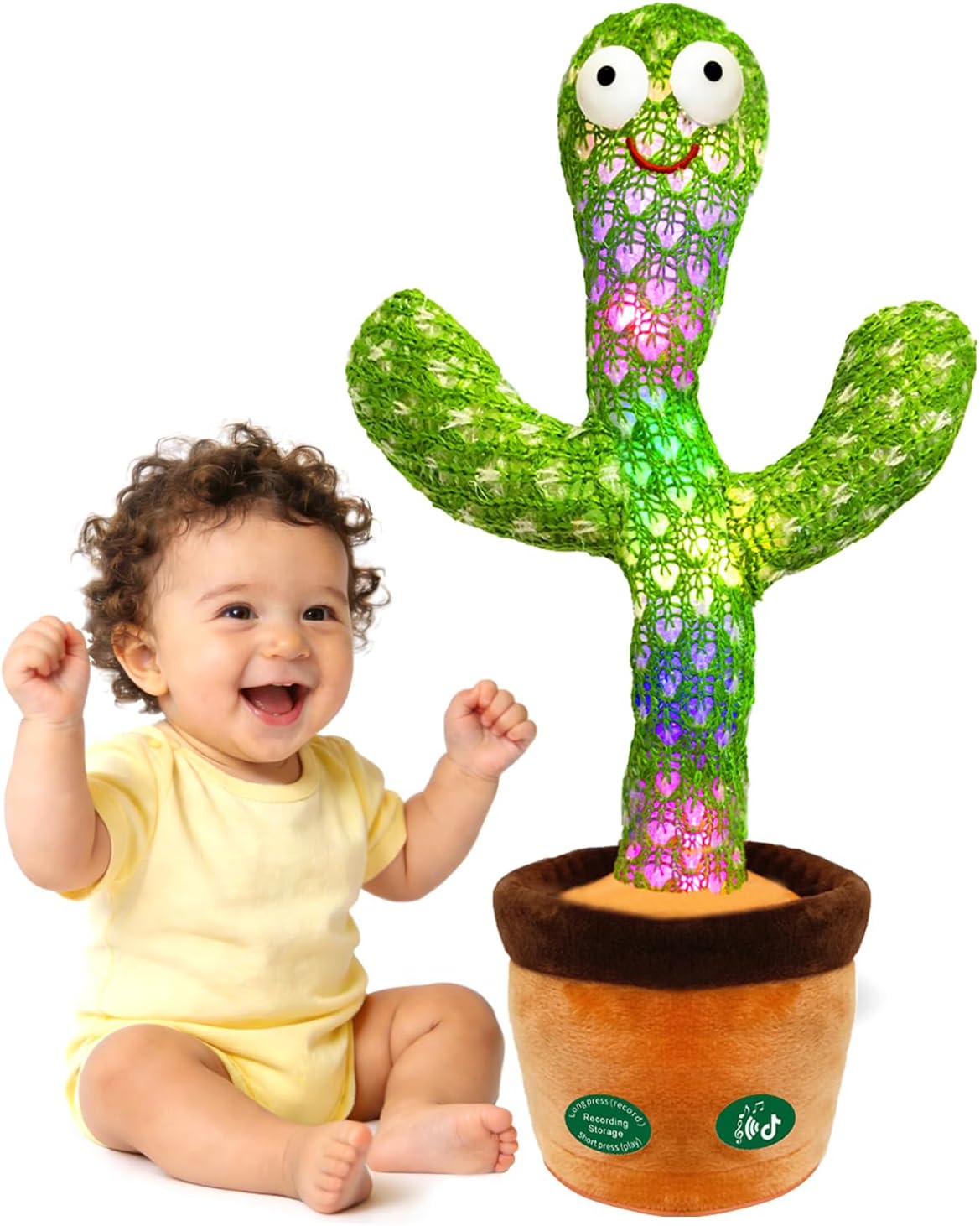 Pbooo Dancing Talking Giraffe Toy, Stuffed Animal Repeats What You Say, Electronic Musical Plush with Glowing Light, Interactive Baby Toys Gifts for Toddlers Kids Boys Girls 1 2 3 Years Old