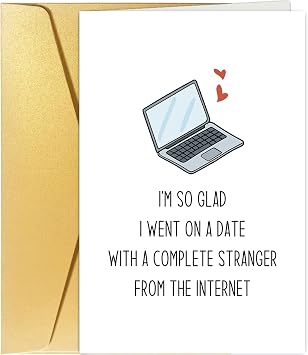 Spercy Funny Valentines Day Card for Him Her, Hilarious Anniversary Card for Boyfriend Girlfriend, Cute Online Dating Card for Women Men, Cyber Love Card