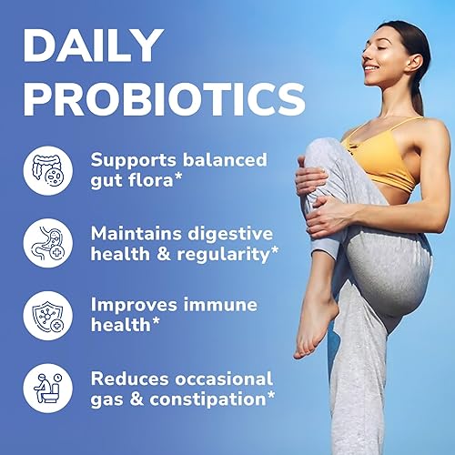 Miniatura 5 de Probiótico para mujeres y hombres, 50 mil millones de UFC, 25 cepas diversas más prebióticos, para salud digestiva y apoyo inmunológico, liberación