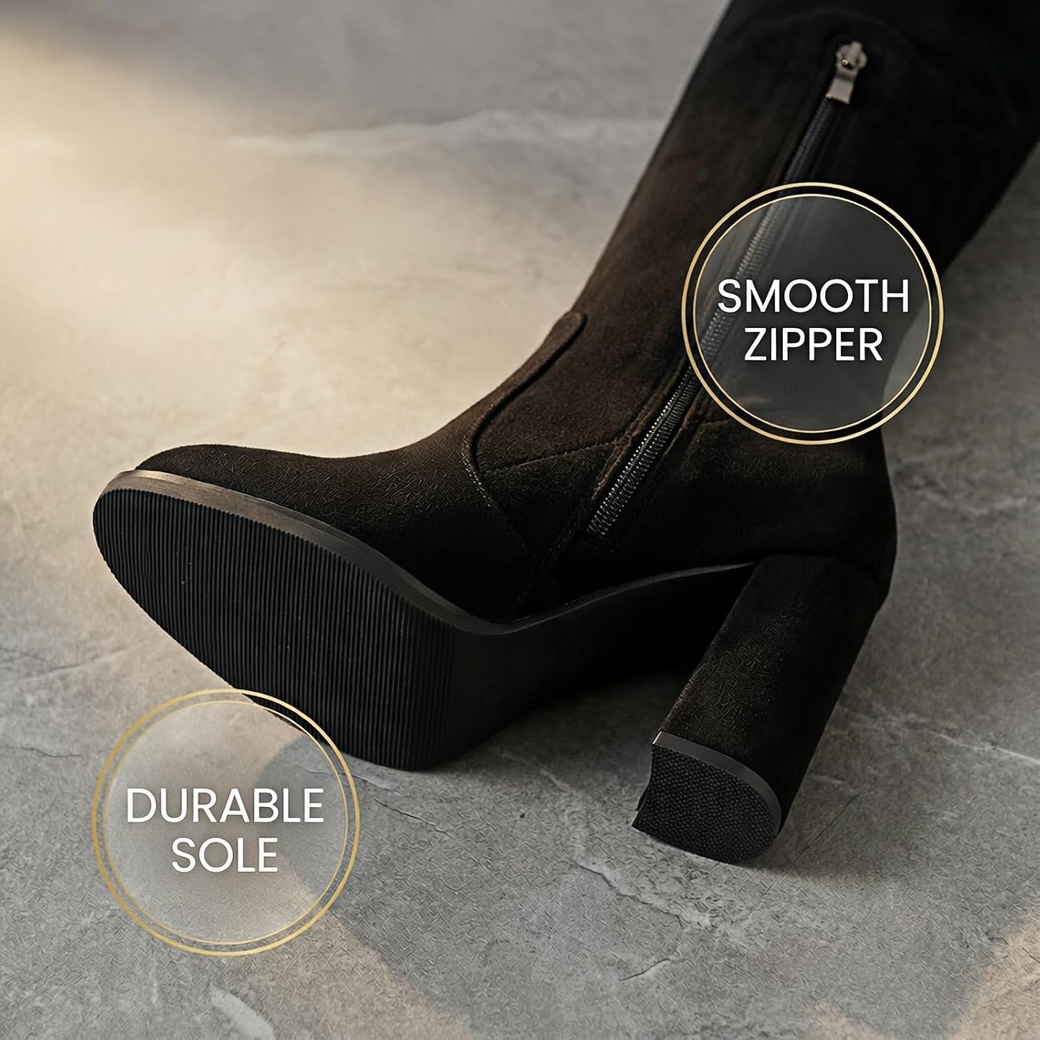 Women's Knee High Boots,Over The Knee Boots Chunky Heel,Thigh High Boots with Side Zipper, Tall Boots Stylish and Comfy
