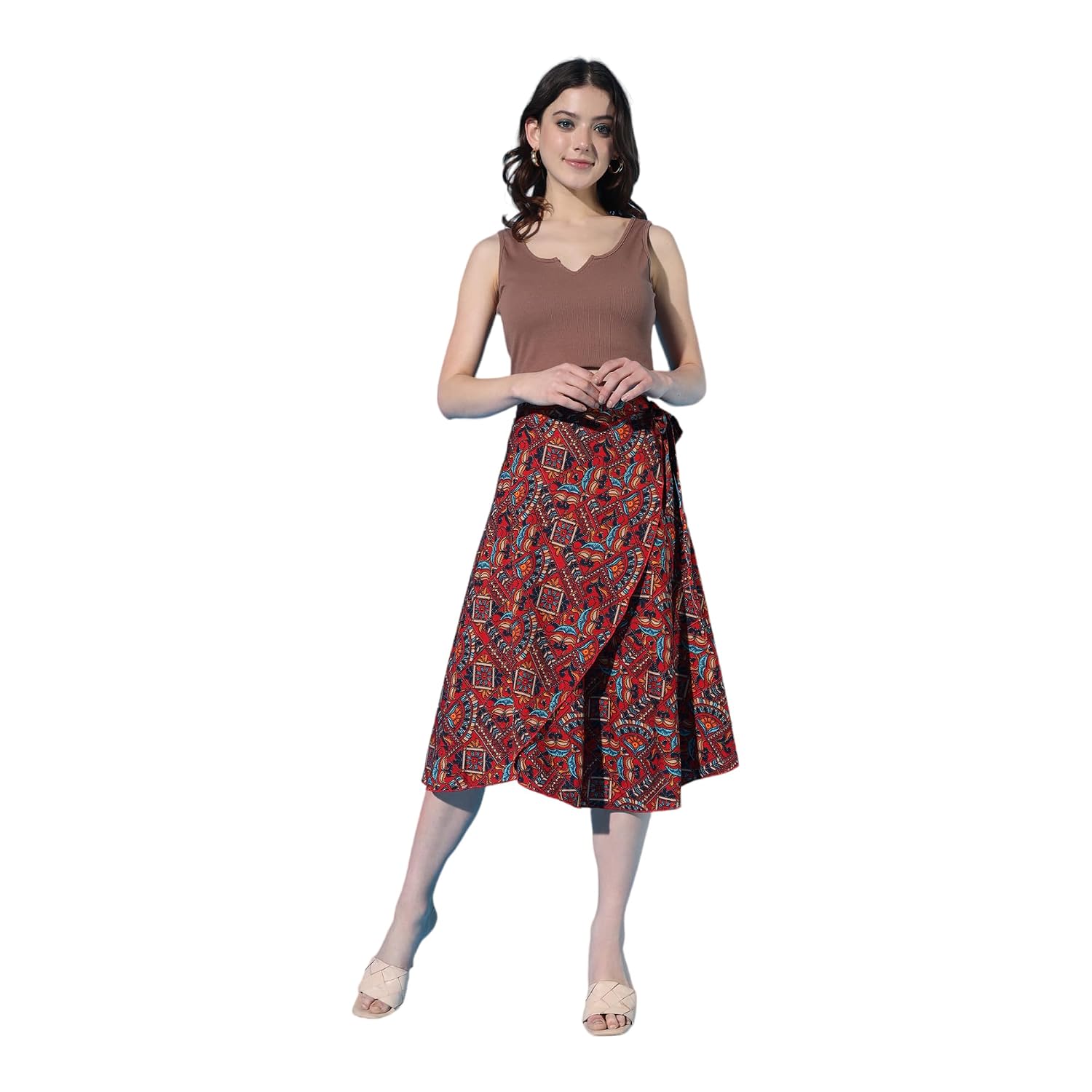 BF BODY FIGURE Women's Midi Jaipuri Print Wrap Around Maxi Skirt | Women Wear Midi Skirt, Color - Maroon - Review, Price and Buying Guide