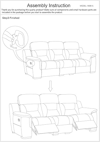 Miniatura 21 de Blackjack Furniture Walker Leather Match - Sofá biplaza tapizado reclinable para sala de estar, sofá, gris lava
