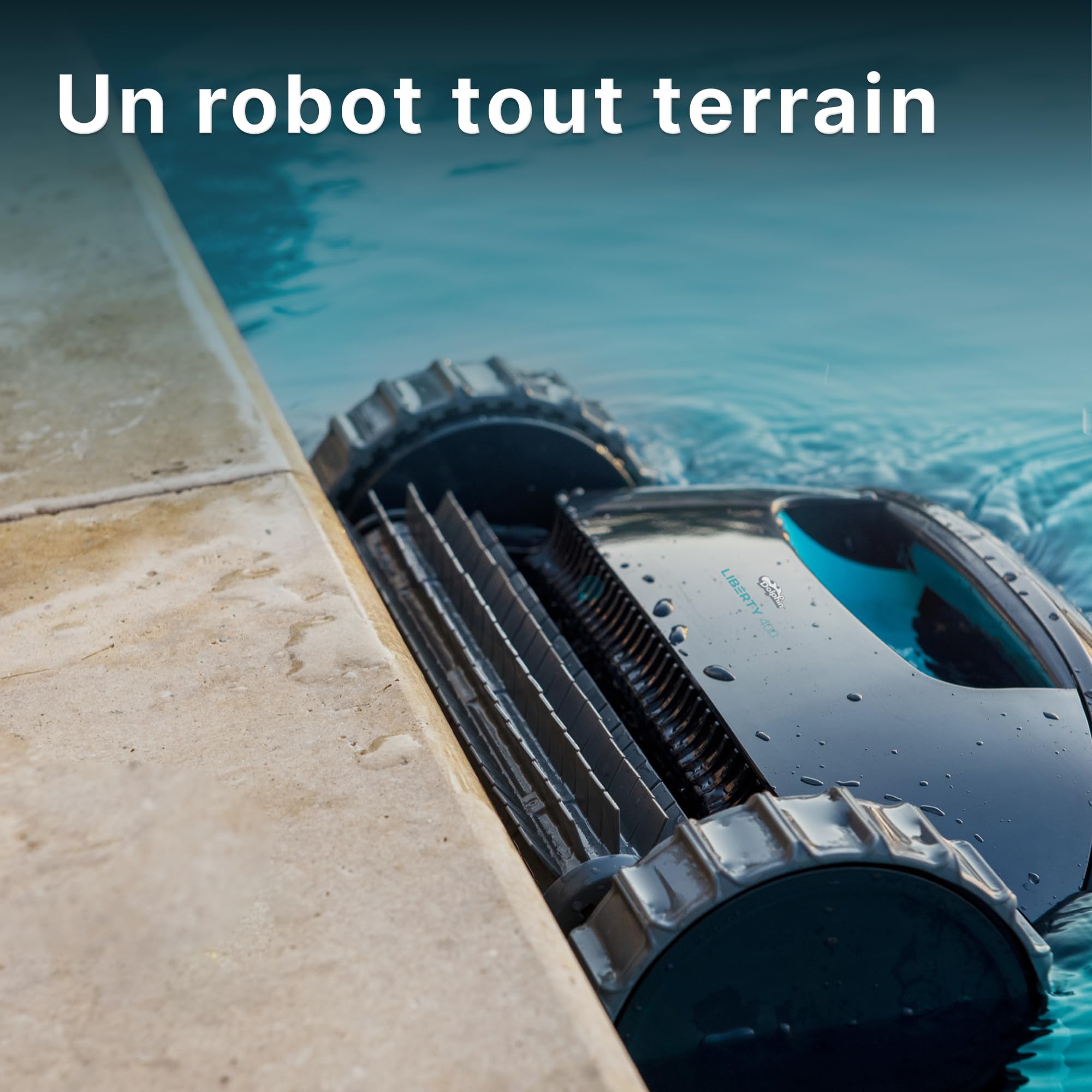Dolphin Liberty 400 Aspirateur Piscine sans Fil, Autonomie de 180 Min, Nettoyage des Parois et de la Ligne d'eau, Navigation Intelligente et Contrôle App, pour Piscines Enterrées Jusqu’à 10m