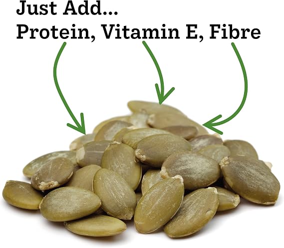 Munchy Seeds Lightly Toasted Pumpkin, Source of Protein & Gluten Free, Packed with, from Nuts for Allergy Sufferers, Vegan Food Baking, Breakfast Cereals Granola 500g, White