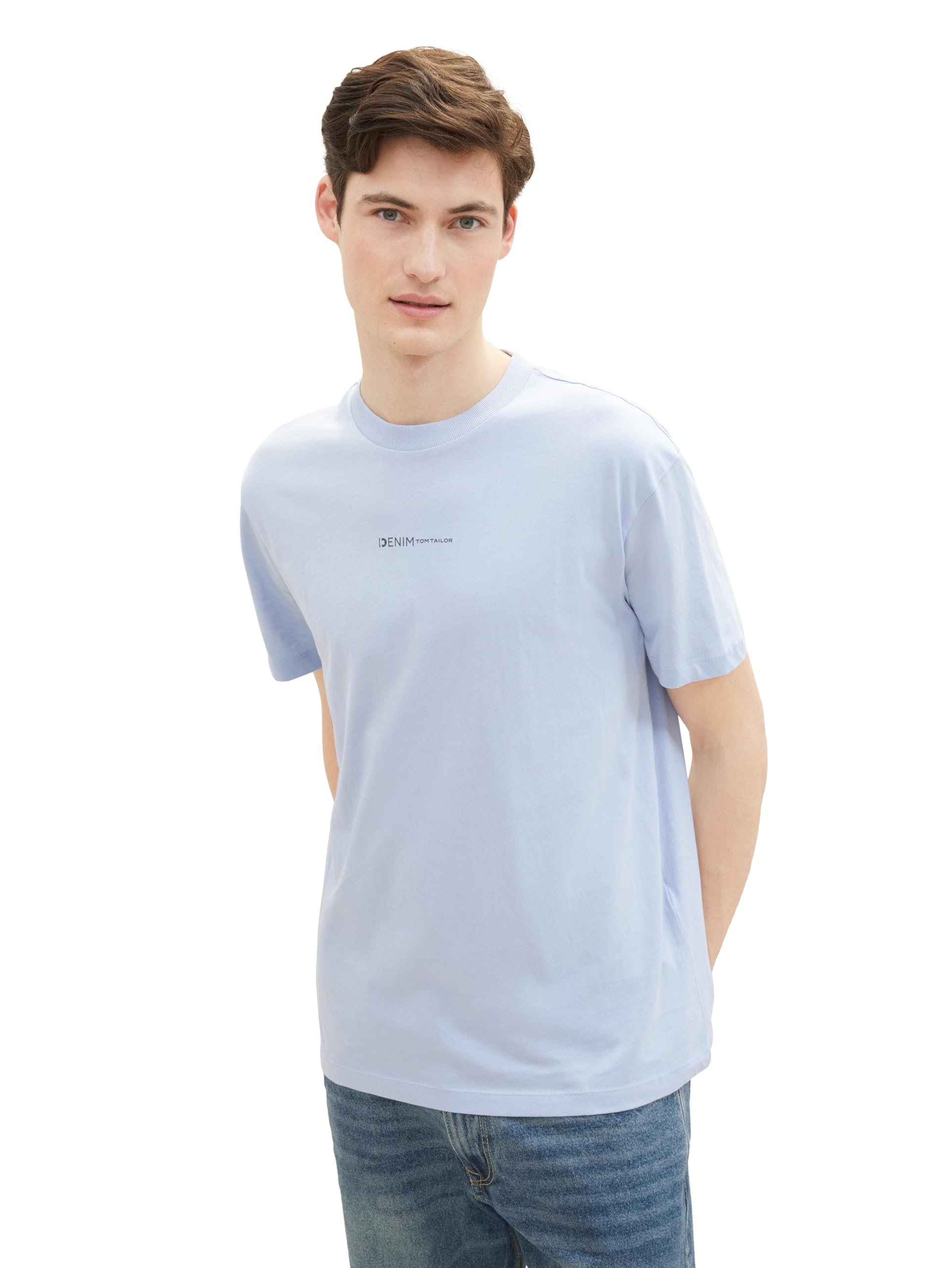 TOM TAILOR Denim Herren Relaxed Fit T-Shirt mit Logo-Print