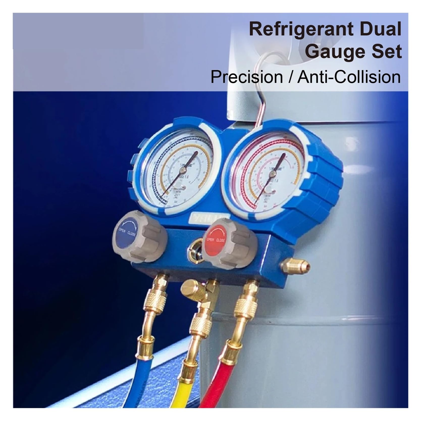 Ensemble de collecteurs à Double jauge VMG-2, Outil réfrigérant AC HVAC R410A R134A R22, Cadran de 68mm, vanne métallique Haute Basse Pression Compatible(R410A-B-Valve)