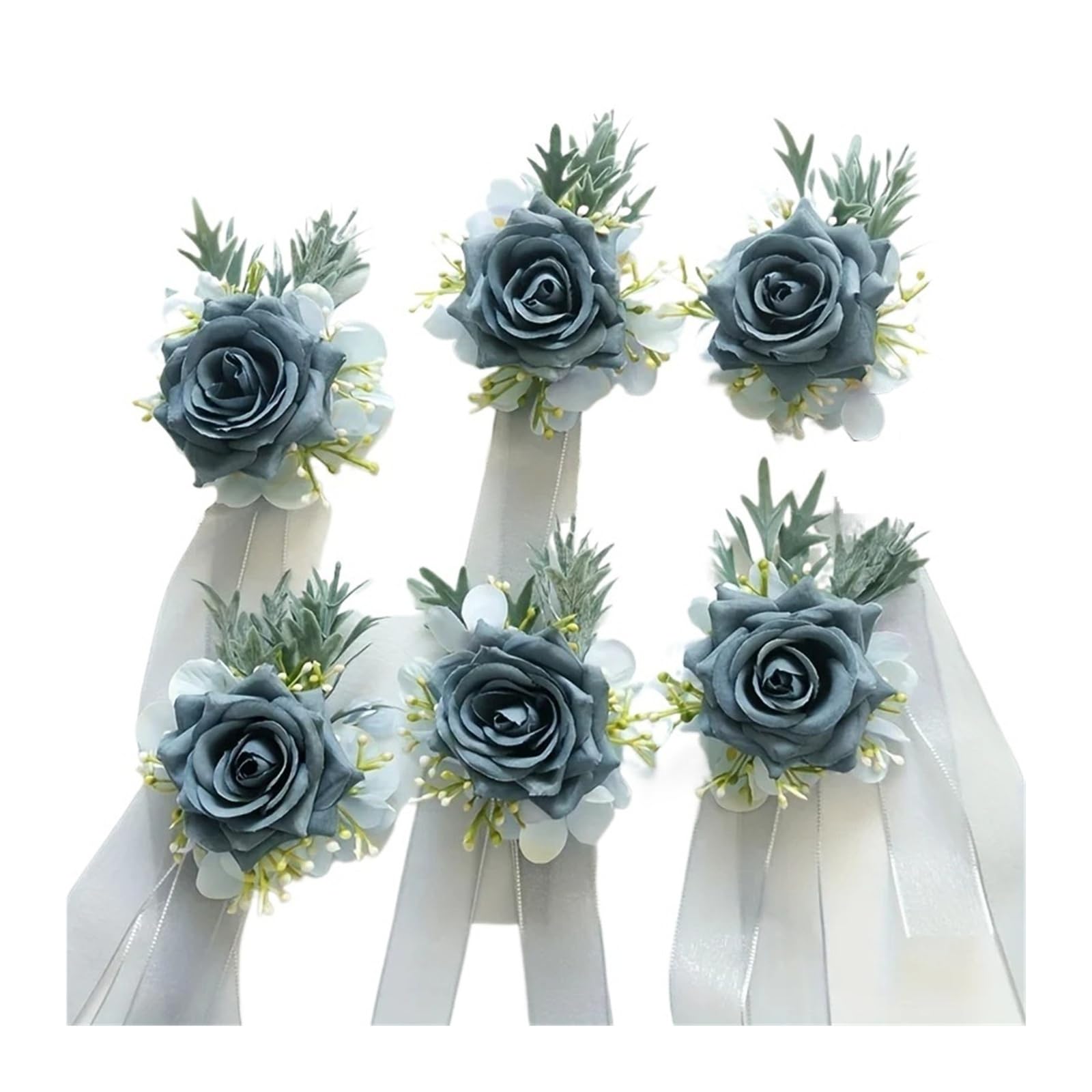 MQFBNNP Wedding boutonniere Deep Blue Rose Wedding Wrist Corsage and Boutonniere(6PCS Wrist Corsage)