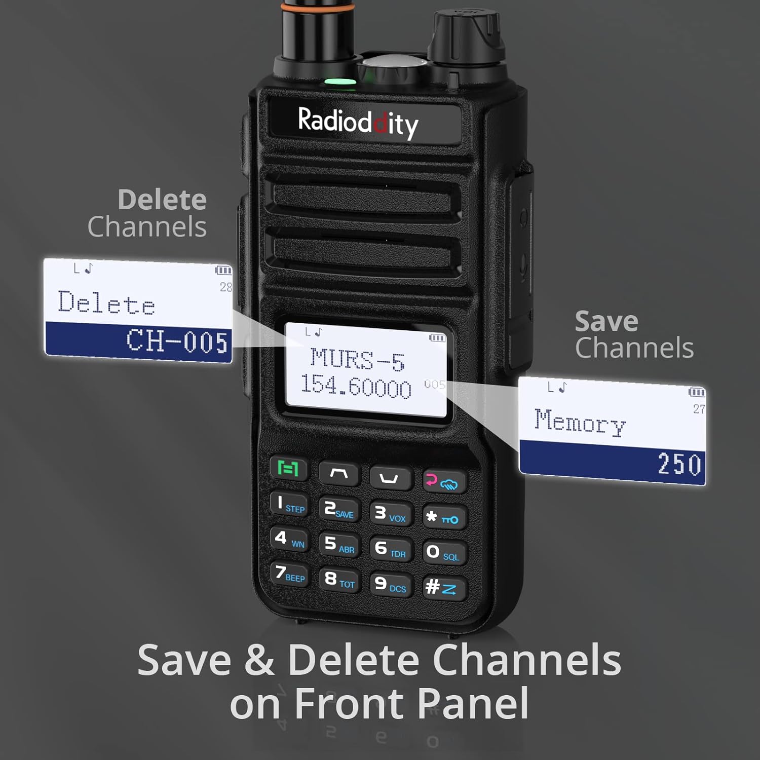 Radioddity MU-5 MURS Radio, License Free Two-Way Radio Rechargeable, Display Sync for Industrial Business Retail