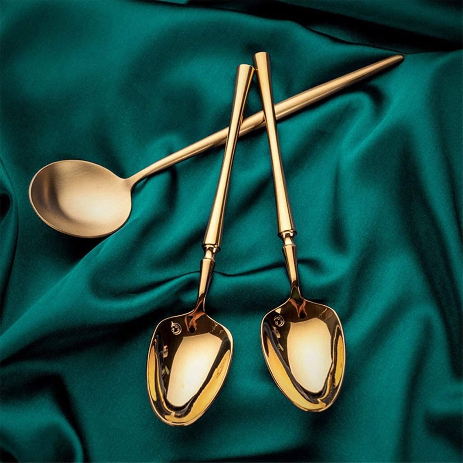 Löffel Restaurants Edelstahllöffel, Gold 4-teiliger Suppenlöffel Mit Langem Griff, Für Zuhause, Küche, Restaurant, Dessert, Kaffeelöffel, 7,67 Zoll Esslöffel Hause(B)