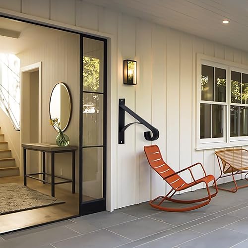 Miniatura 3 de Pasamanos de hierro forjado, barandilla de seguridad antideslizante y resistente a la corrosión, pasamanos montados en la pared para 1-2 escalones