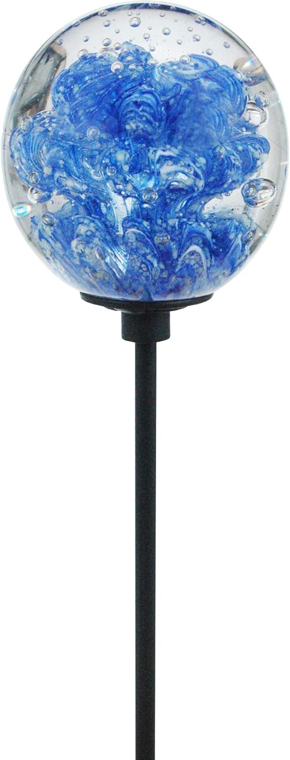 TraumGartenkugel (10) blau nachtleuchtend Rosenkugel Glaskugel auf 1