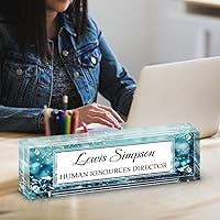 Vista 5 de Placa con nombre para escritorio, placa con nombre personalizada de doble cara para decoración de escritorio de oficina para mujeres y hombres