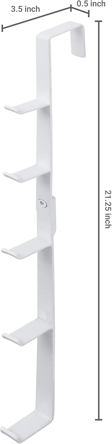 Modern White Metal Over-The-Door Hat Storage Rack/Display Hanger with 5 Hooks, Set of 2