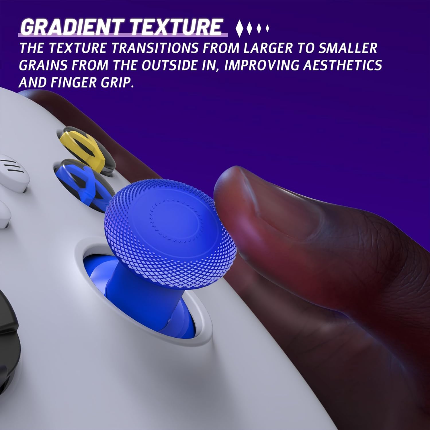 eXtremeRate ThumbsGear V3 Interchangeable Thumbsticks for Xbox Core Controller, 4 Height Adjustable Convex and Concave Grip Joysticks for Xbox One S/X/Elite, for Nintendo Switch Pro Controller - Blue - Image 7