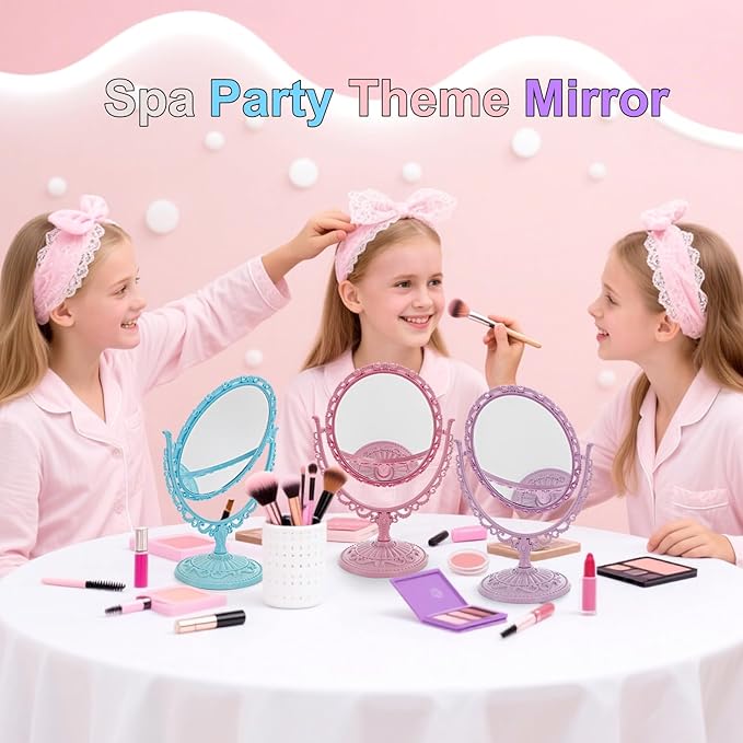 DEAYOU 4 Pack Espejo Cosmético Ovalado Vintage Doble Cara Giratorio miniatura 8