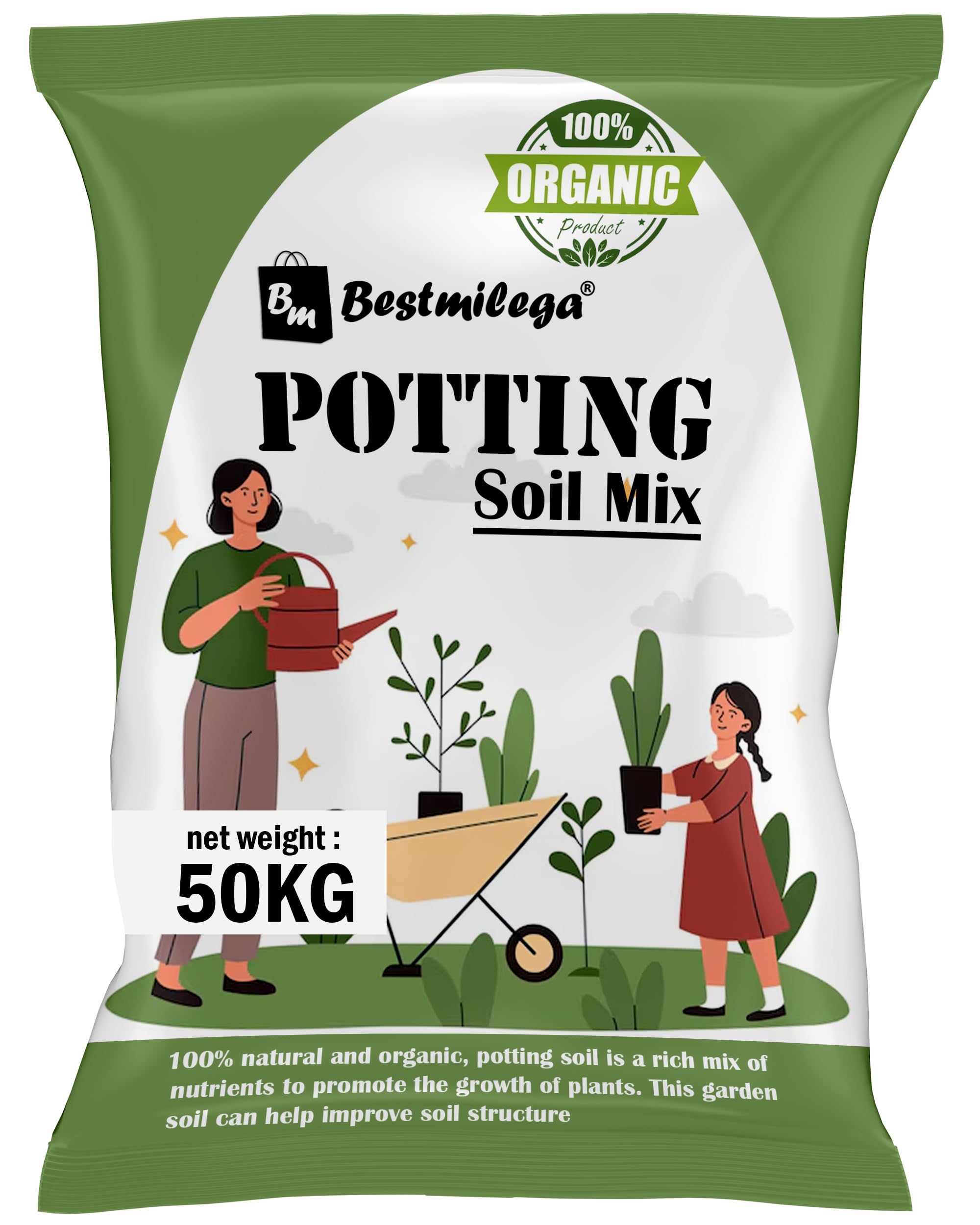 BEST MILEGA Magic Potting Soil for Plants 50 kg | Potting Soil Mix for Plants Garden | Soil and Fertilizer for Plants | Soil Mix for Plants Home Garden