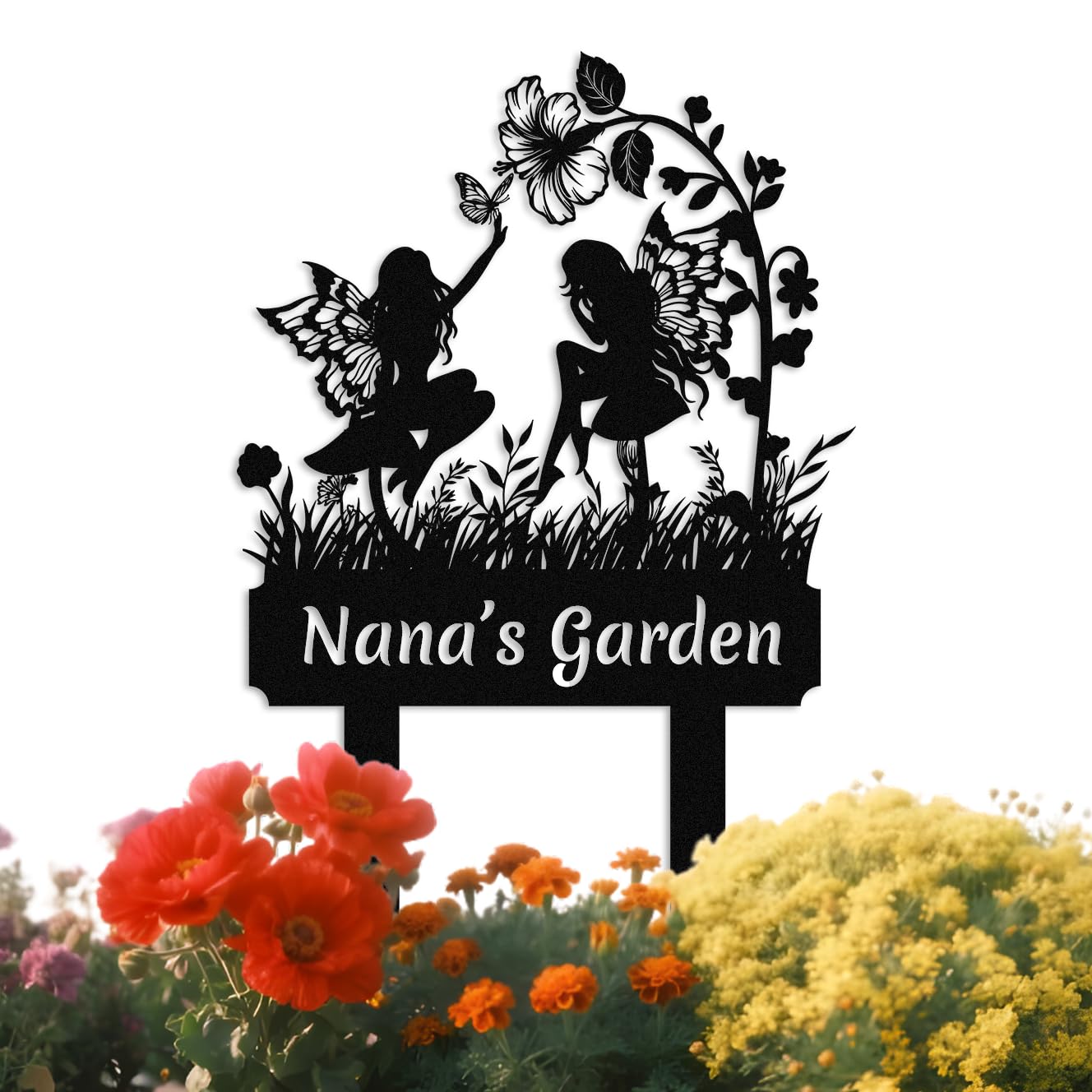 Met5kdm Style-13 Custom Fairy Metal Garden Sign With Stake,Personalized Gardener Name Sign, Outdoor Yard And Lawn Decor,Gifts For Gardeners