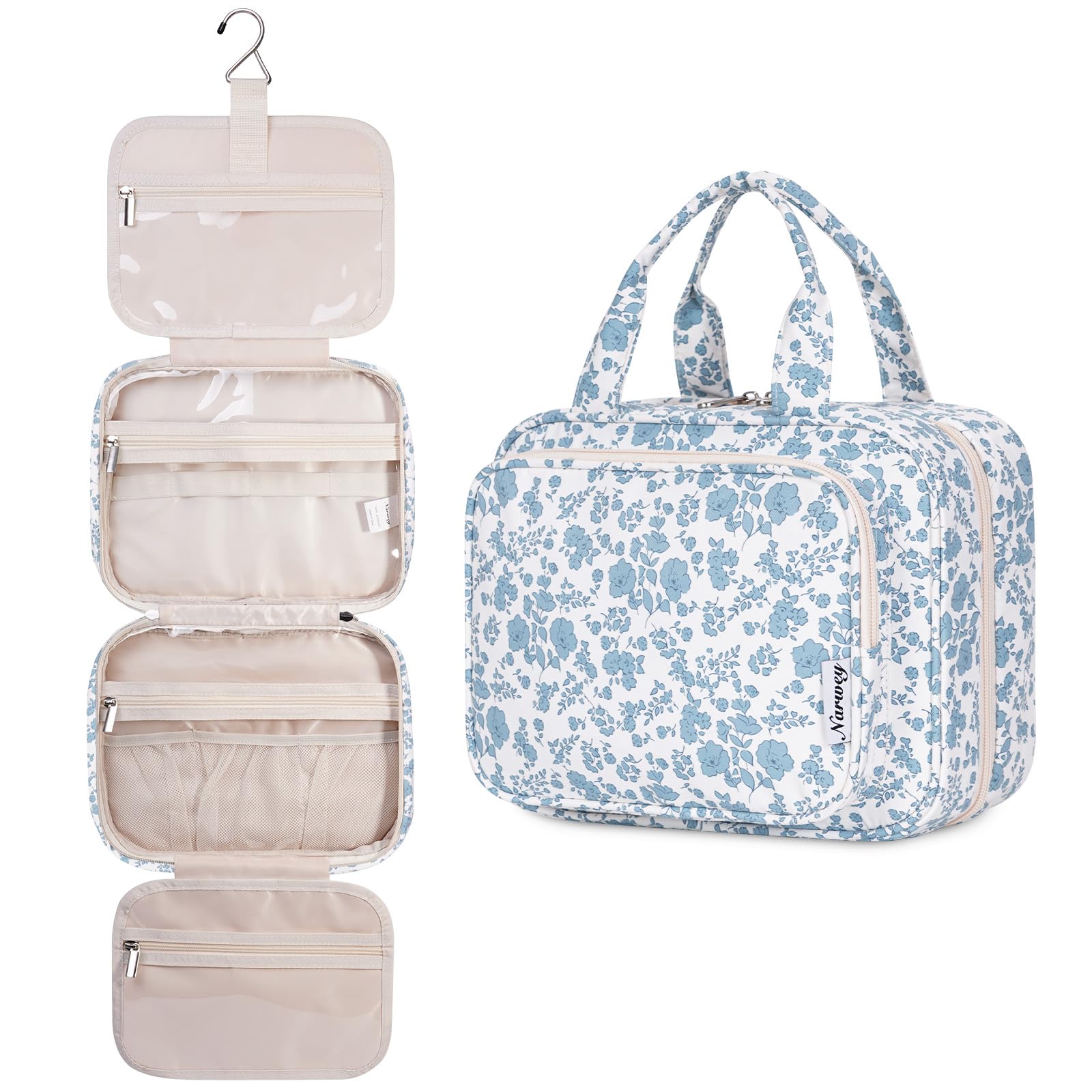 Narwey Bolsa de Aseo Bolsa de Maquillaje de Viaje Organizador de Cosmético Neceser Maquillaje para Mujeres y Niñas (Negro(Mediano)) — view 24