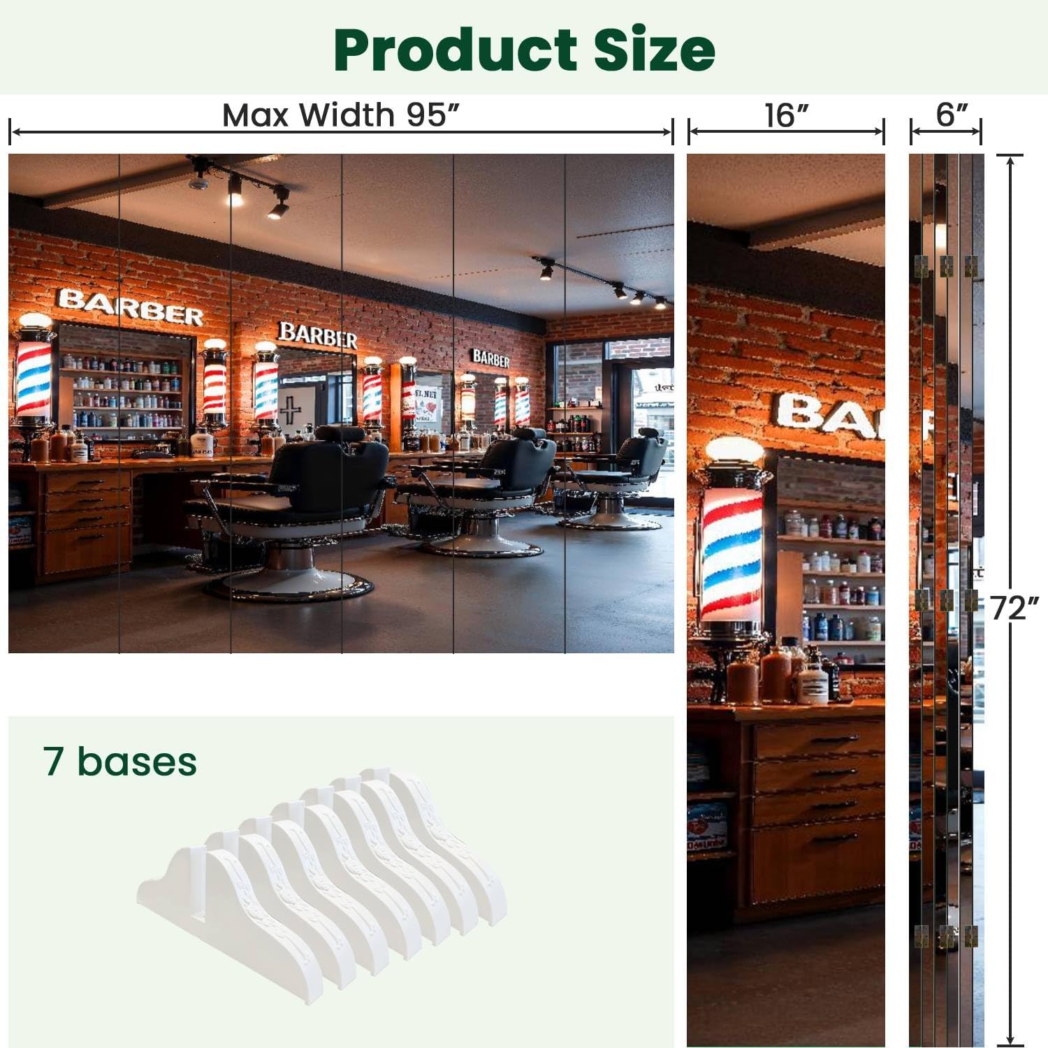6 Panels Folding Screen Room Divider Vintage Barber Shop Hair Salon Hairstylist Haircut Barber Chair Mirror Canvas Screen Room Separator Freestanding Protective Decorative Divider Privacy Partition