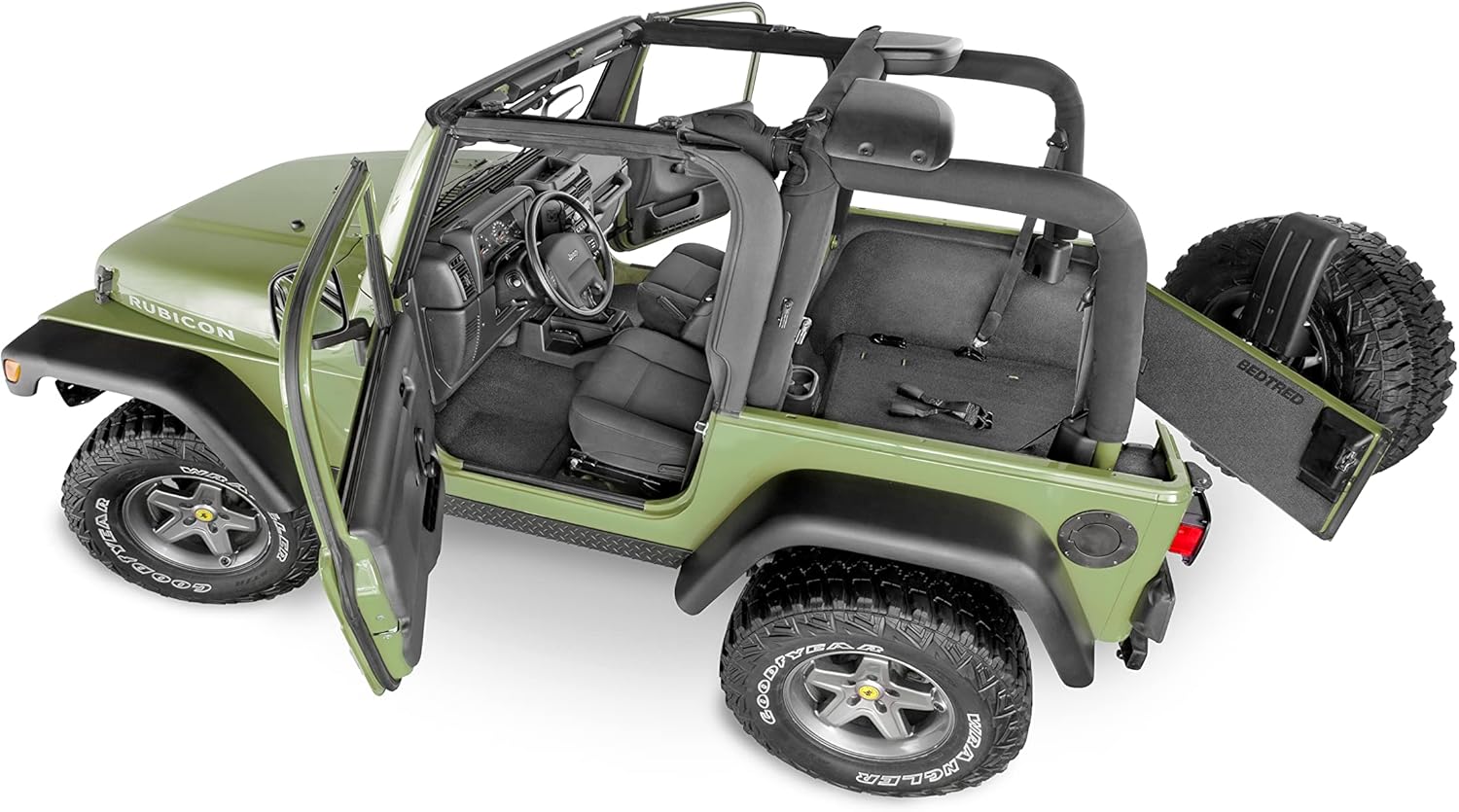 Bedrug - Jeep Cargo Kit | 1997 - 2006 Jeep Wrangler TJ, Cargo Liner w/ Tailgate Liner | Grey - 4 pc. | BRTJ97R