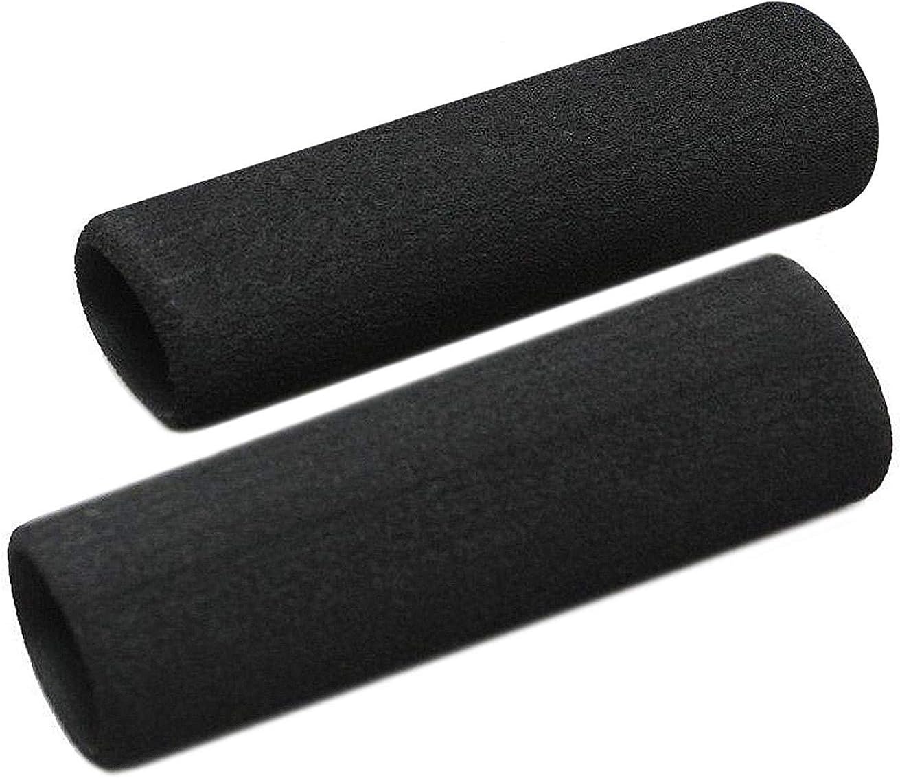 Black Buffed Foam Grips – Small NPVC Foam Handle Covers for Fitness, Home, Lawn and Garden, Bikes，Motorcycles Applications(Pack of 2)