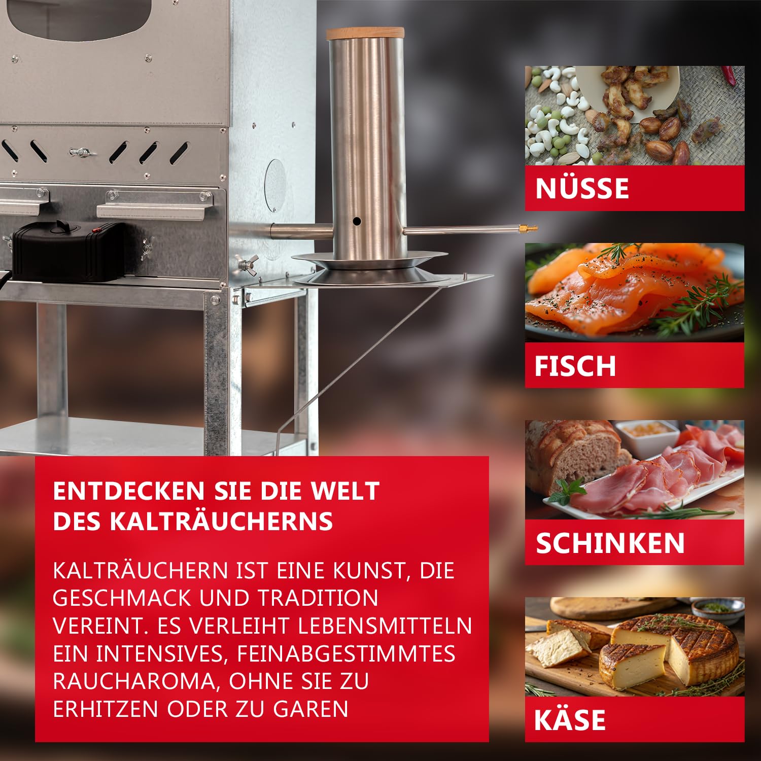ITA Premium Kaltrauchgenerator aus Edelstahl - Raucherzeuger für Räucheröfen Smoker - Rauchgenerator zum Kalträuchern von Fisch, Fleisch, Käse