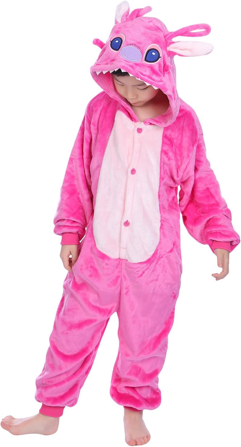 Dolamen UKDolamen Kids Unisex Onesies Kigurumi Pyjamas, Girls Boys Flannel Animal Sleepsuit Nightwear Hoodie, Halloween Costume Clothing, Xmas, Cosplay Party
