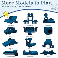 Vista 5 de Sofá para Niños Pequeños Modular - 18 piezas de sofás para niños para construir fortaleza, sofá de espuma convertible y cojín de juego creativo