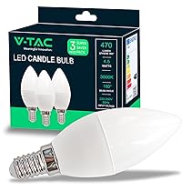 V-TAC 3x Lampadine LED Candela con Attacco E14-4,5W (Equivalenti a 40W) – Lampadine di Nuova Generazione – 470 Lumen – Massima Efficienza e Risparmio Energetico – 3000K Luce Bianca Calda